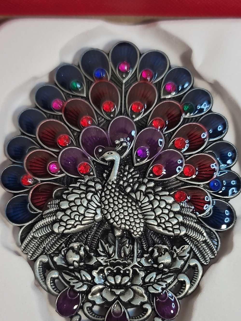 Peacock Decorative Hand Mirror & Comb Set - Multicolor - Picture 3 of 4